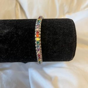 Adjustable simulated gemstone bracelet